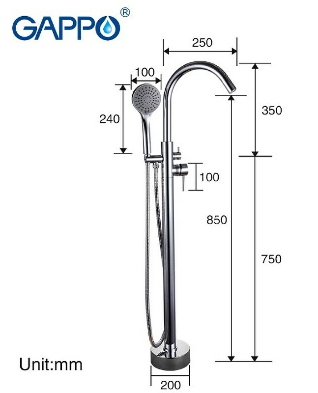 Напольный смеситель для ванны Gappo G3098