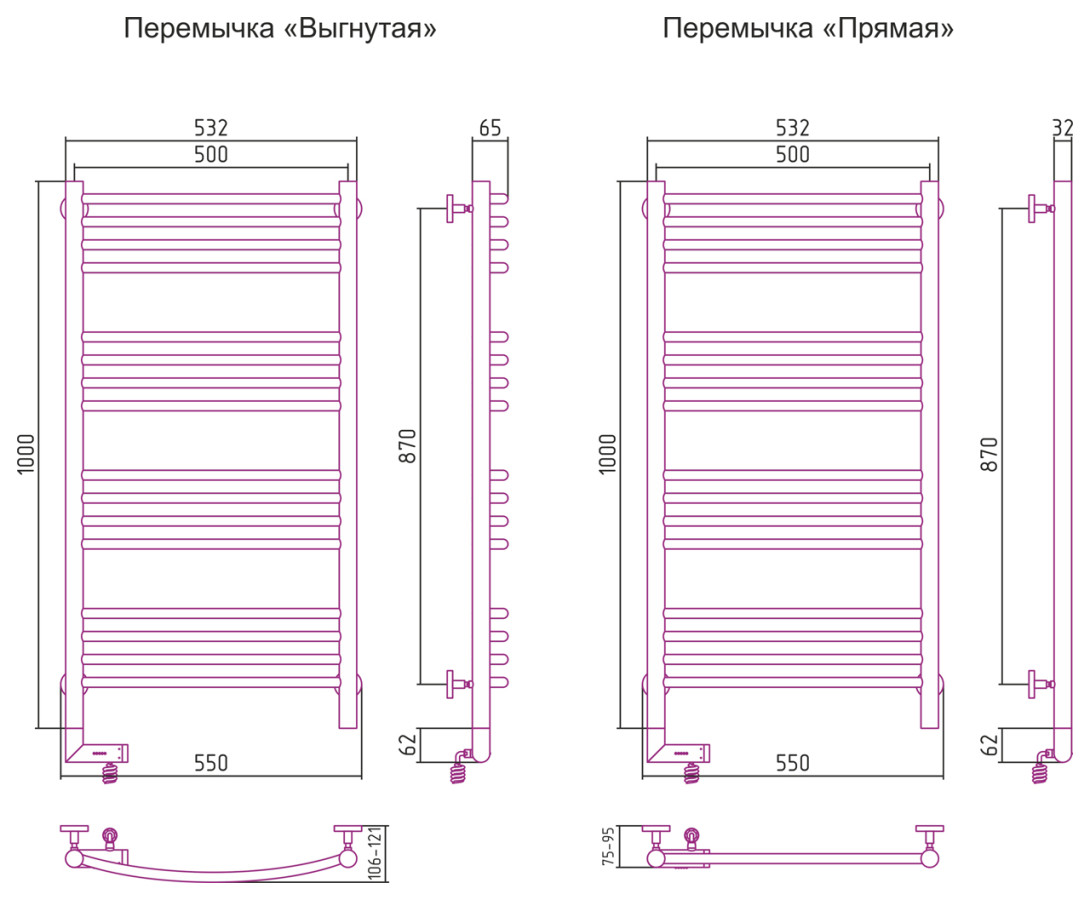 Сунержа Богема 2.0 полотенцесушитель электрический 1000*500