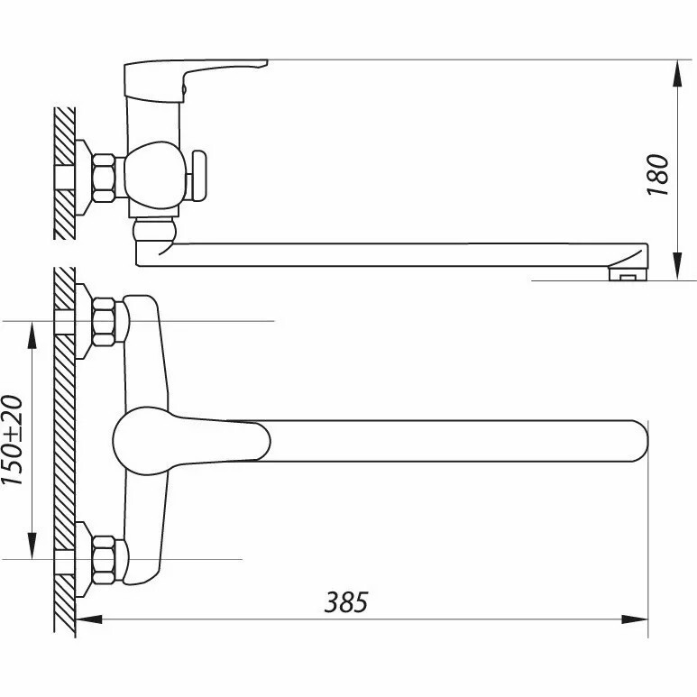 Смеситель для ванны Zerix BAX-A152 Euro Хром ZX2937