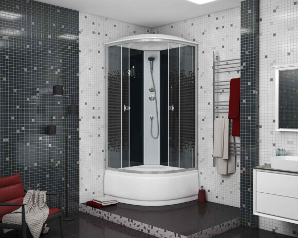 Душевая кабина Niagara Eco NG-7507-14BLACK (80х80х215) высокий поддон(40см),стекло мозаика 7507