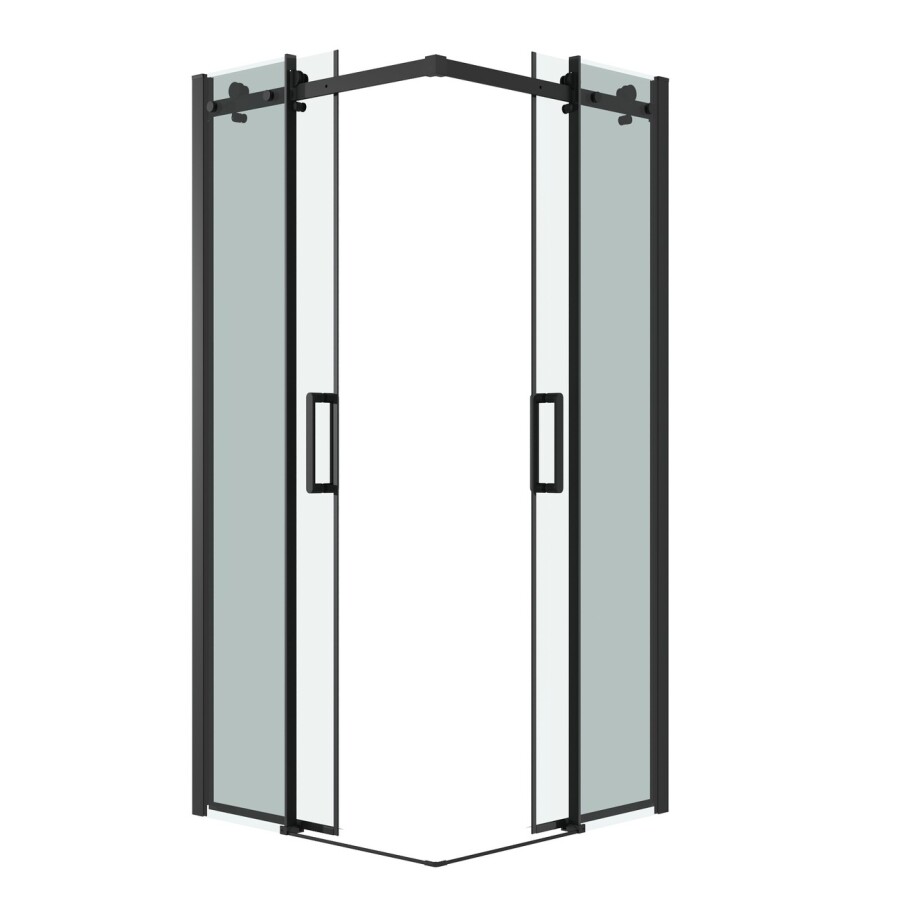 Душевое ограждение Grossman Classic 300.K33.04.1010.21.00 (100х100х195) квадрат,раздвижная,черный матовый, стекло прозрачное, 2 места