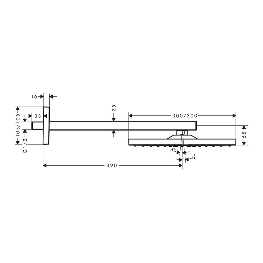 Hansgrohe Raindance E Верхний душ 300 1jet с держателем бронза 26238140