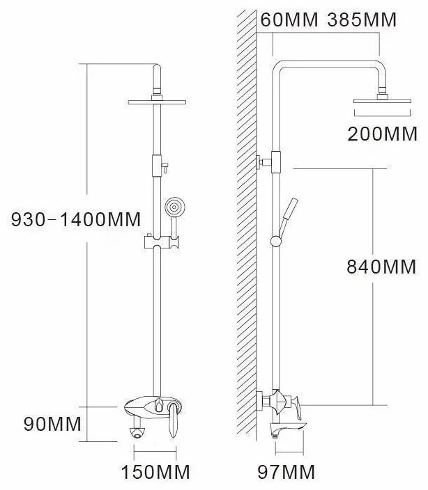 Душевая система Grocenberg GB7001BL Черный матовый