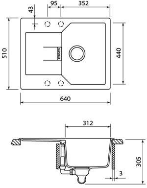 Schock Manhattan 40D 700560 кухонная мойка лунный камень 64x51 см