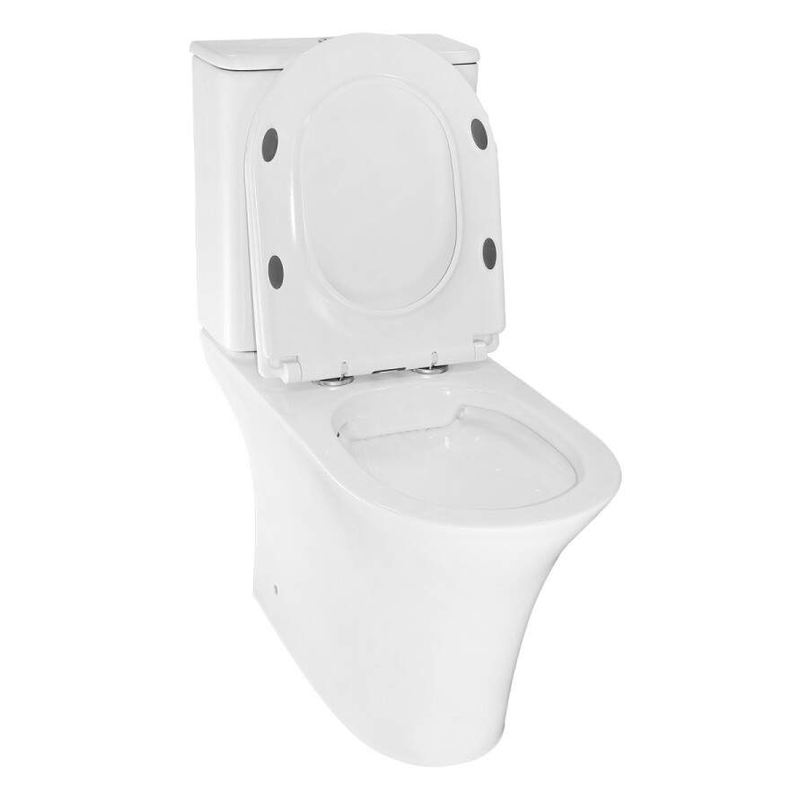Унитаз напольный Azario FRETTA ROUND 650x340x790 безободковый, в комплекте прямым сиденьем микролифт AZ-7121A