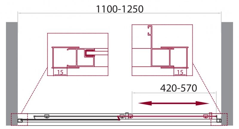 BelBagno Unique душевая дверь 110/125х190 см, прозрачная, хром UNIQUE-BF-1-110/125-C-Cr