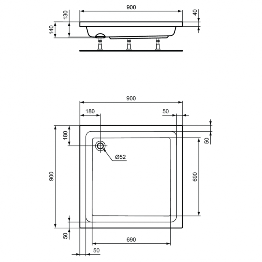 Ideal Standard Hotline душевой поддон 90х90 K276501