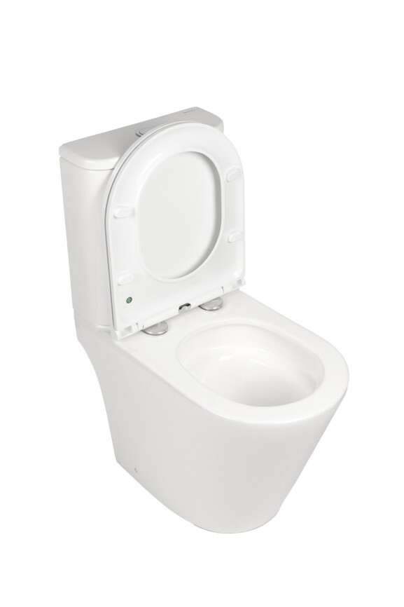 ARETA Унитаз-компакт безободковый, Торнадо,615*385*805 мм,с сиденьем микролифт(soft close) дюропласт AN-001S