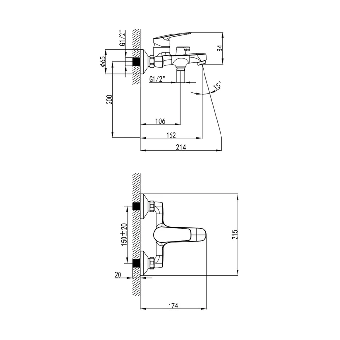 Milardo Horizont смеситель для ванны хром HORSB02M02