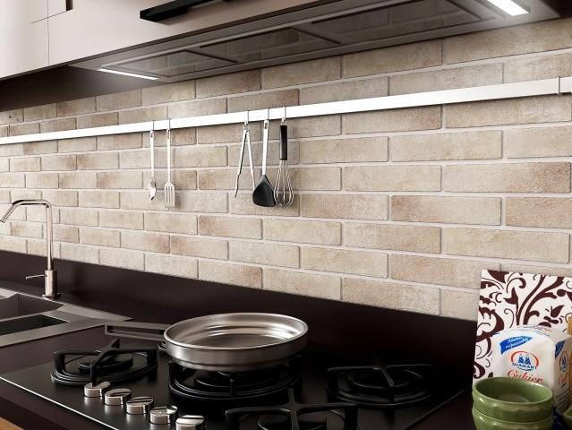 Golden Tile Brickstyle Oxford 25х6см плитка фасадная настенная кремовая натуральная 15Г020