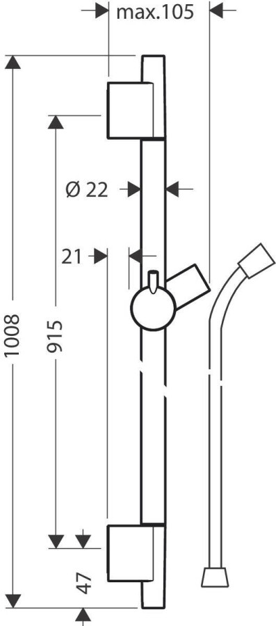 Hansgrohe Unica Душевая штанга S Puro 90 см со шлангом бронза 28631140