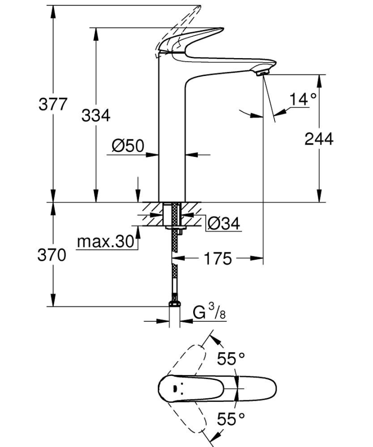 Grohe Eurostyle смеситель для раковины 23719003