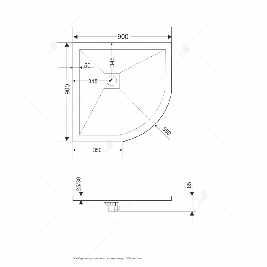 RGW ST/R душевой поддон 90х90 см 16153099-13