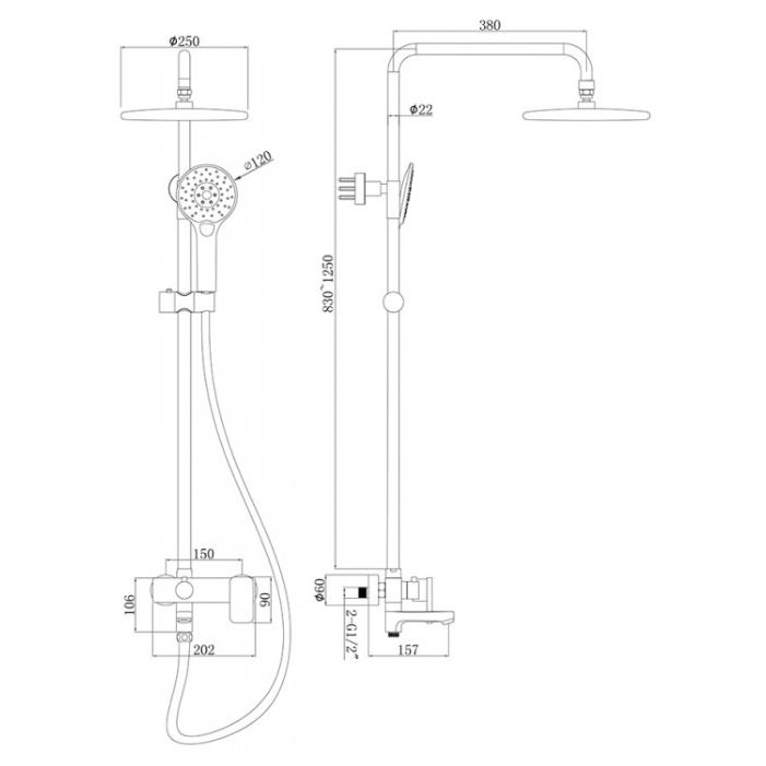 Bravat Riffle F6336370CP-A-RUS Душевая система с изливом