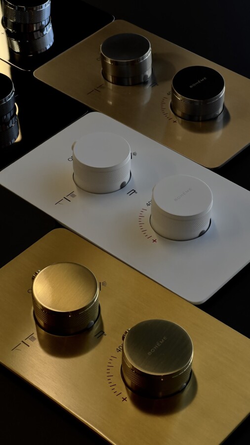 Смеситель встраиваемый с термостатом 2-х проходной Boheme Cell Thermo Gold 134-2-G