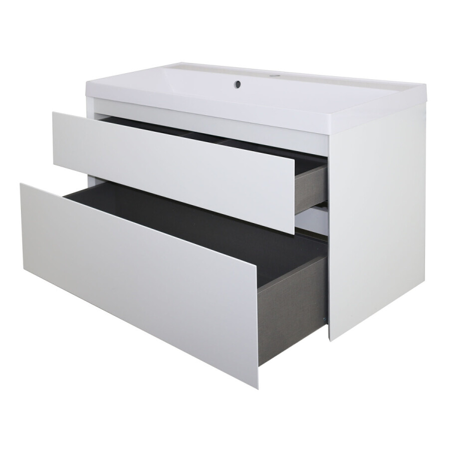 Комплект тумба Azario Velluto 100 1000х450х660 подвесная, с раковиной Slim 100, белый матовый CS00088604
