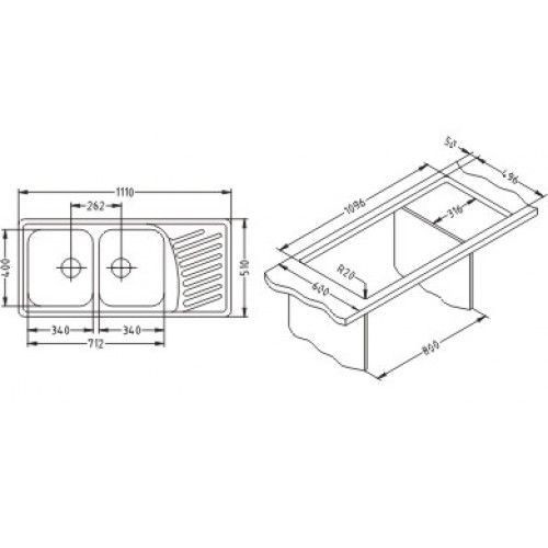 Мойка Alveus Elegant 70 1009386 нержавеющая сталь satin 111x51 см