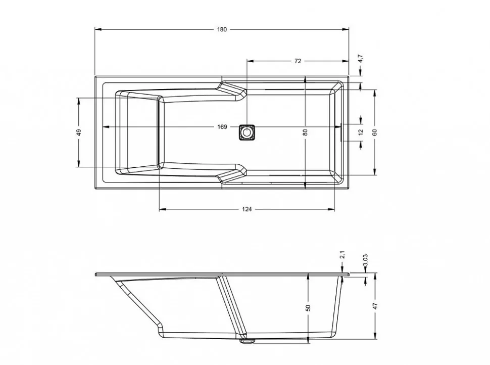 Riho Still Shower Led ванна акриловая прямоугольная 180х80 BR0500500K00130