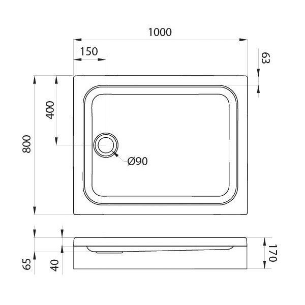 Душевой поддон Niagara Nova NG-100-80QRUS (100х80х17) прямоугольный,белый,1 место 100801QRUS