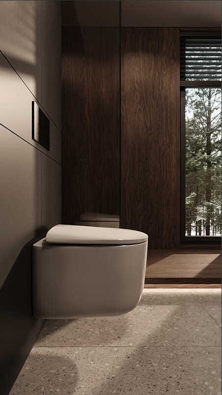 Унитаз подвесной Boheme Flow Белый глянец c крышкой, Торнадо 969-SET-W