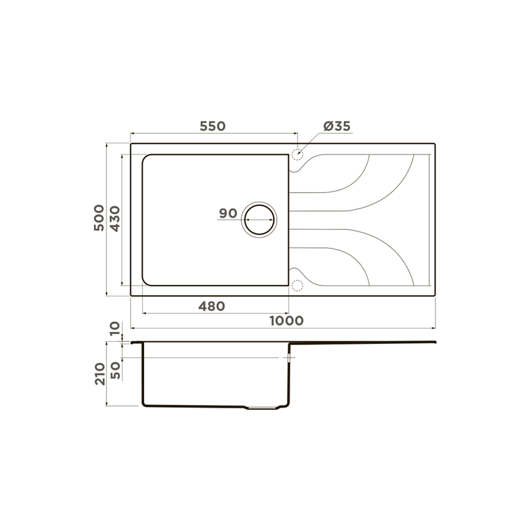 Omoikiri YASUGATA 100 мойка кухонная серый 4993568