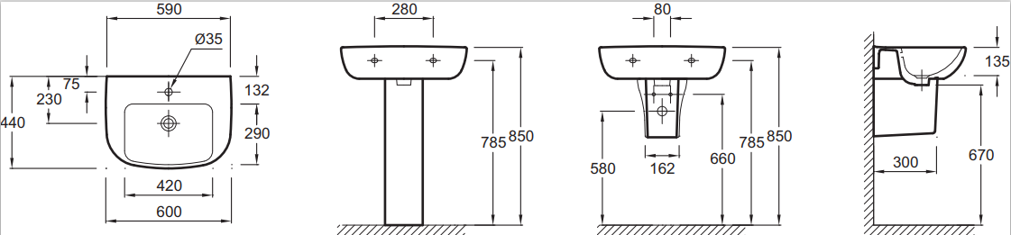 Jacob Delafon Odeon Up E4700-00 раковина подвесная 60 см