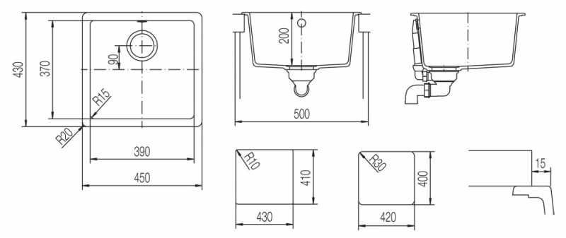 Schock Soho 50 700495 кухонная мойка аворио 43x45 см