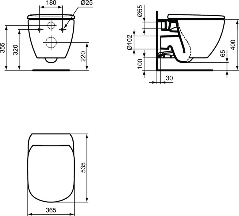 Ideal Standard T387201 комплект T007901 Tesi подвесной унитаз + T352701 Tesi тонкое сидение + R020467 инсталляция PROSYS