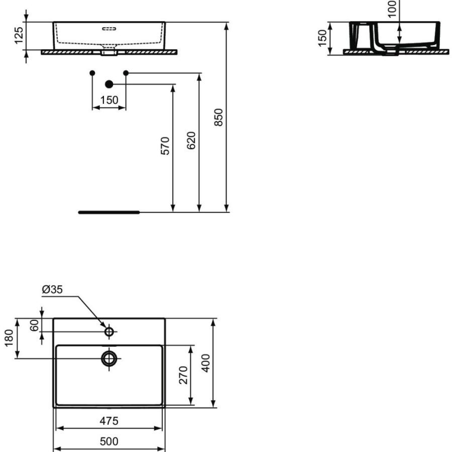 Ideal Standard Extra раковина 50x40 см T374101