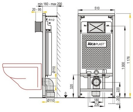 Alcaplast A101-1200 инсталляция для унитаза