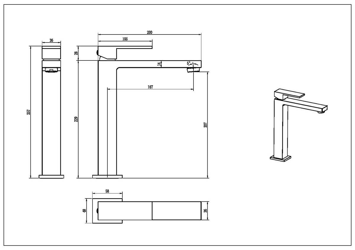 Смеситель для умывальника высокий Boheme Qubic Matt Gold 472-MG