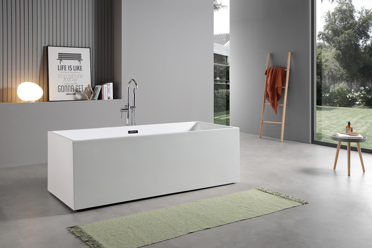 Ванна акриловая Azario Modern 1500x750x580 отдельностоящая, в комплекте с сифоном и металлической рамой AZ-6601-15075