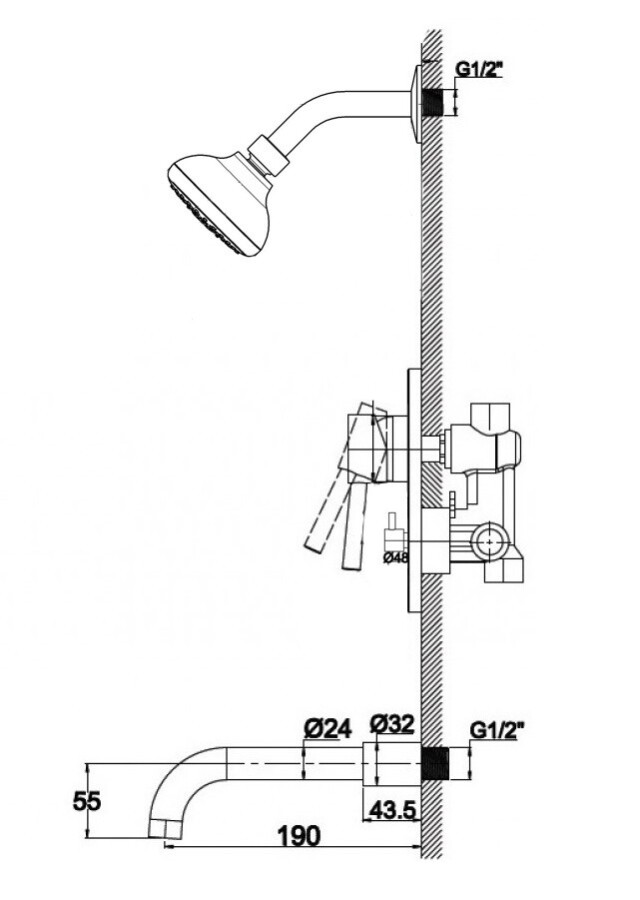 Haiba HB80297-2 Душевая система с изливом