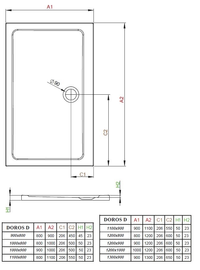 Radaway Doros D 90*120*5 душевой поддон акриловый SDRD1290-01