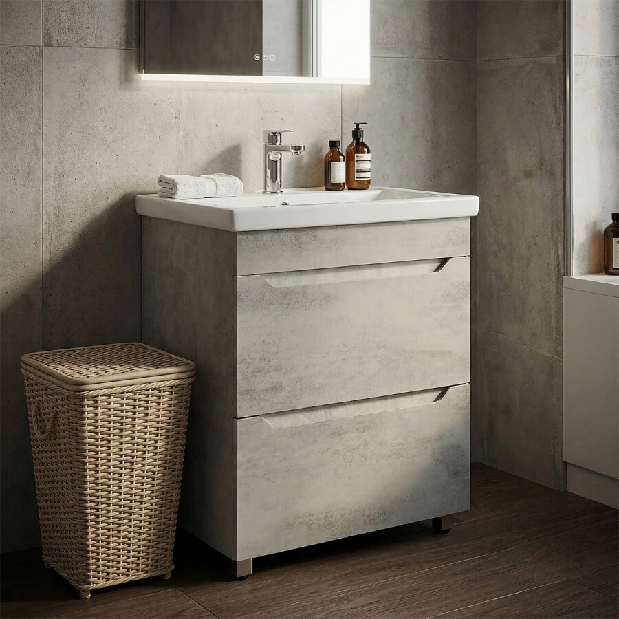 Комплект Azario Тумба Florena 60 с раковиной Фостер 60 светлый бетон CS00097107
