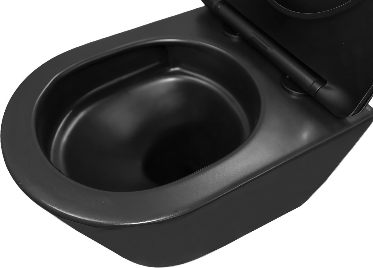 Унитаз подвесной Azario Vela 360х480х360 безободковый, система смыва "Торнадо", с быстросъемным сиденьем "Микролифт", черный матовый AZ-2480MB