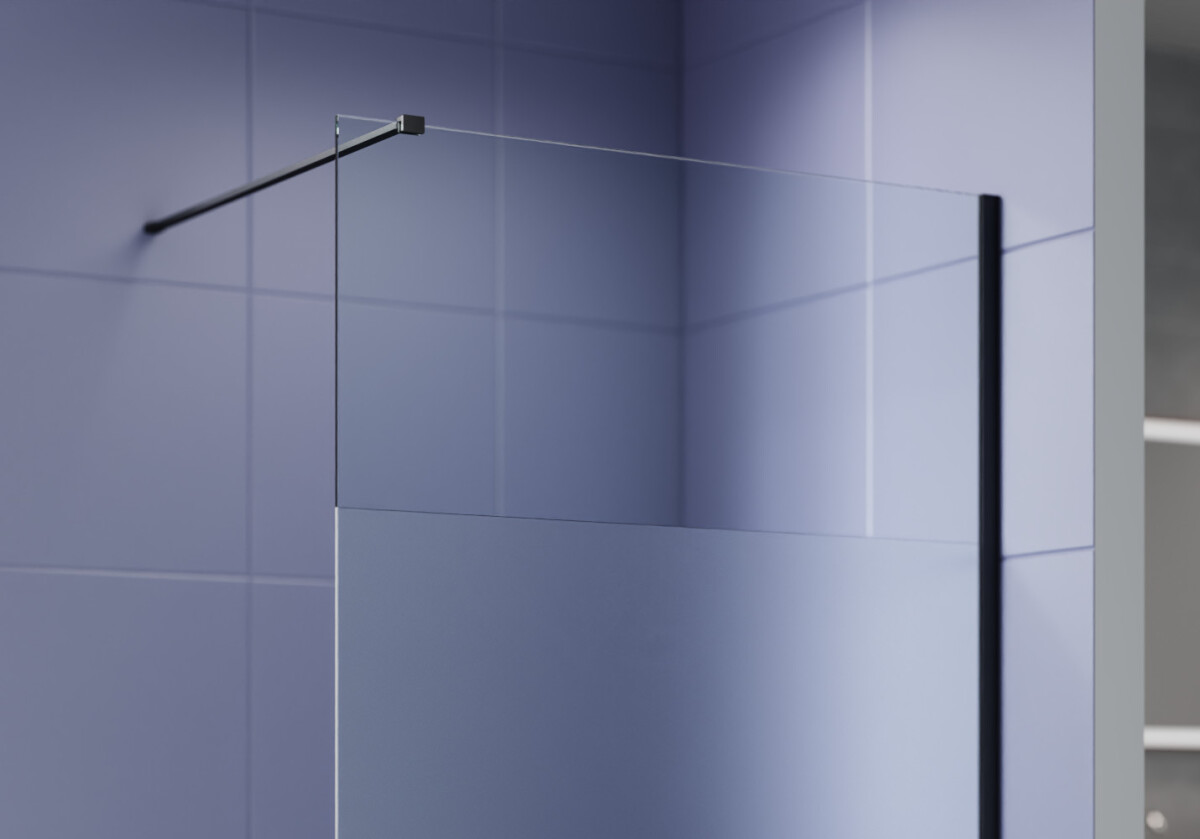 Aquatek AQ.WI.120.3BL Душевая перегородка Walk In 120см с держателем 1200мм черный матовый прозрачное+матовое