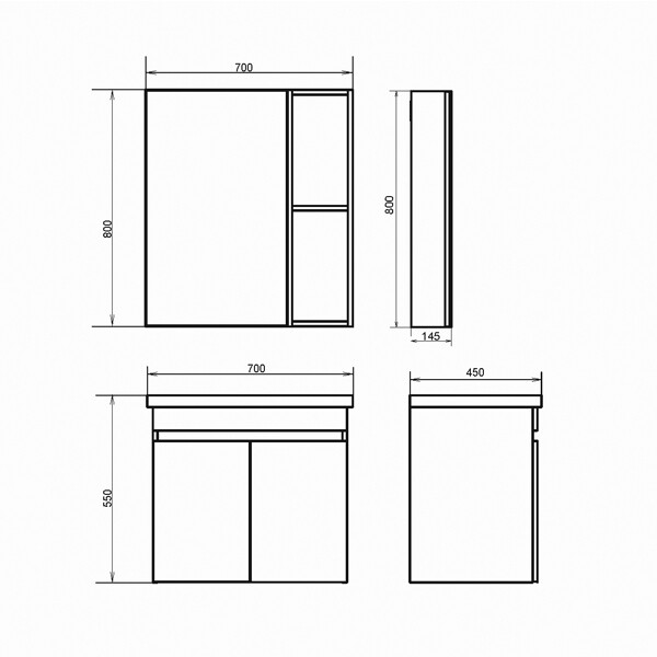 Зеркало-шкаф Comforty Осло-70 бетон светлый 00-00006164CF