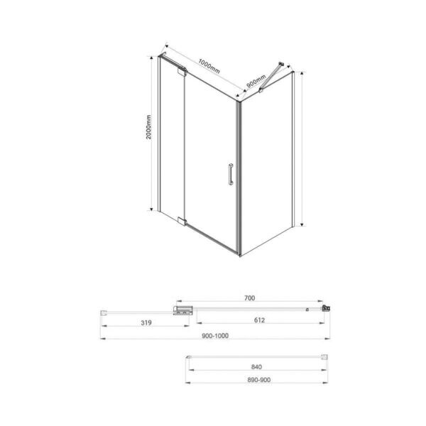 Vincea Extra душевой уголок VSR-1E901090CLB 90/100х90 черный, стекло прозрачное