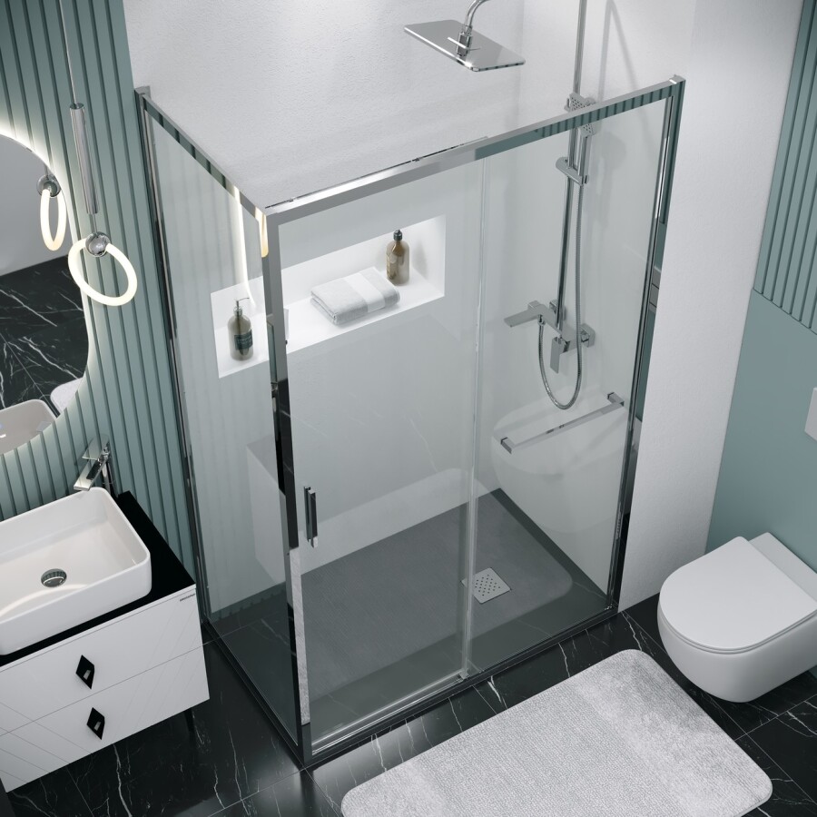 Боковая стенка Grossman Style 200.K33.05.100.10.00 (100х195) хром,стекло прозрачное, 1 место