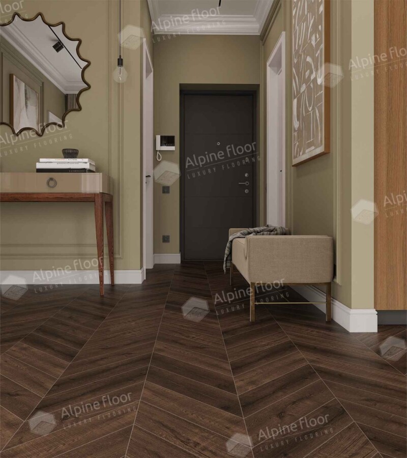 Alpine Floor Chevron Alpine SPC ламинат Дуб Мокка ЕСО 18-12 600х127х5 mm