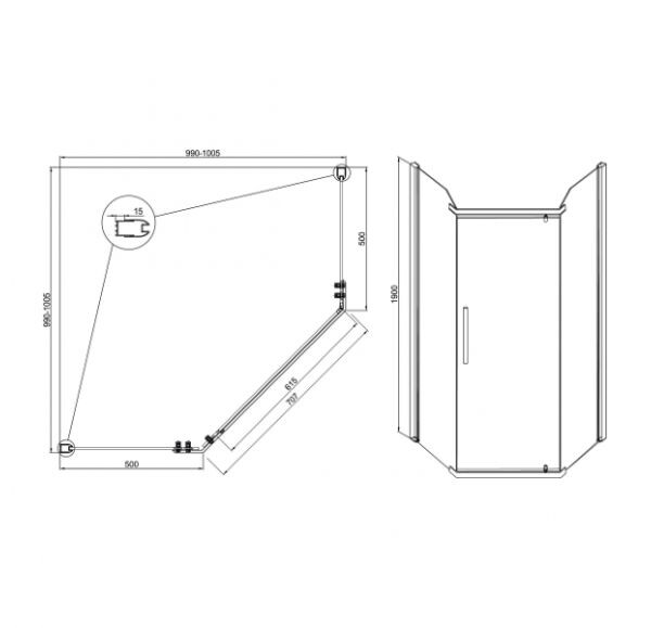 Sole Quadro New душевое ограждение 100*100*190 см УТ000004243