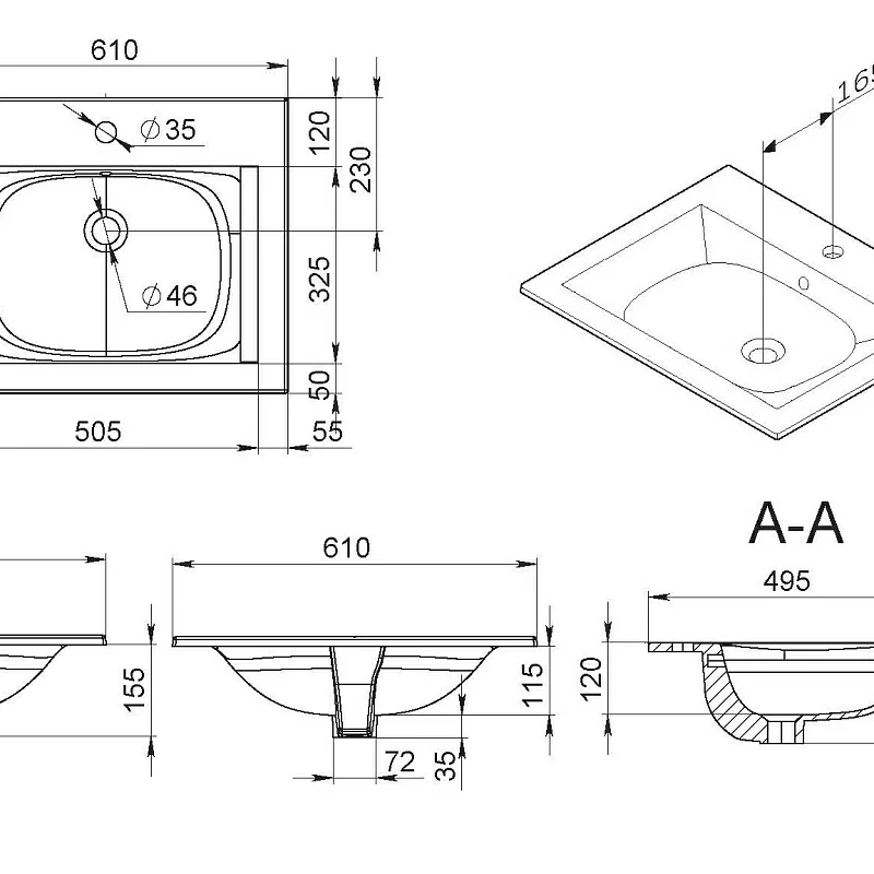 Am.Pm Spirit 2.0 раковина мебельная 60 см M70AWCC0602WG