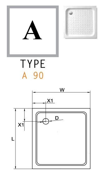 Cezares поддон акриловый квадратный без сифона TRAY-A-A-90-15-W0 90х90х15