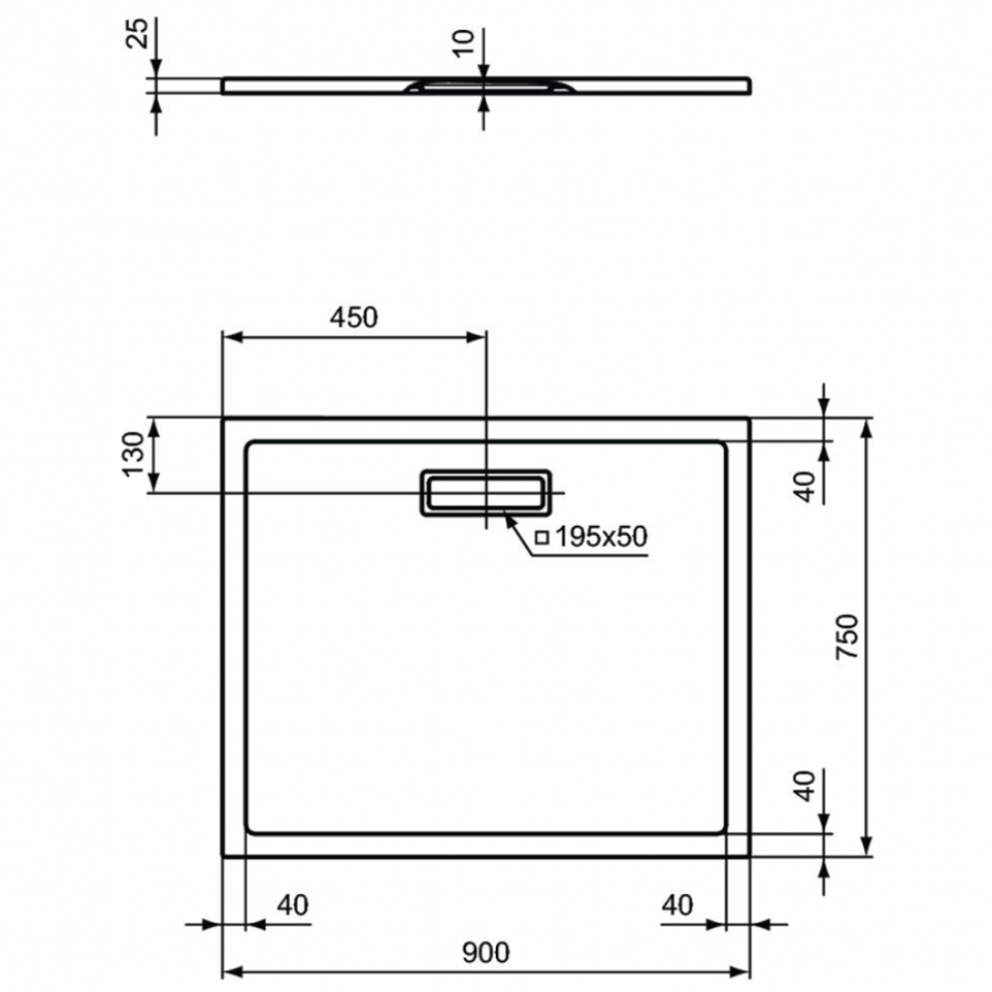 Ideal Standard Ultraflat New душевой поддон 90х75 T448001