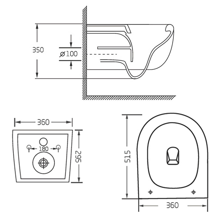 Унитаз подвесной Azario Nata360х515х350 безободковый, система смыва "Скрытое Торнадо", с быстросъемным сиденьем "Микролифт" AZ-5102T-WHT