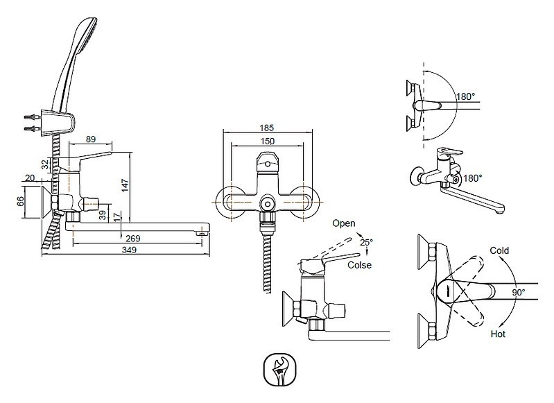 Bravat Eco F6111147C-LB смеситель для ванны хром