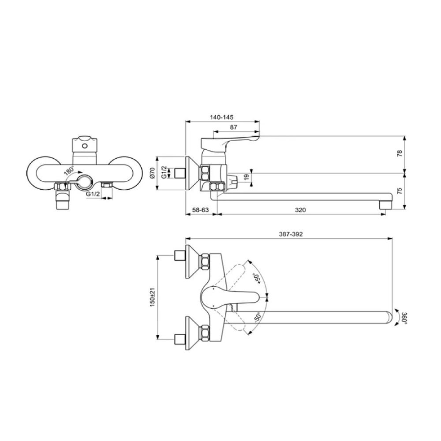 Ideal Standard Alpha смеситель для ванны BD044AA