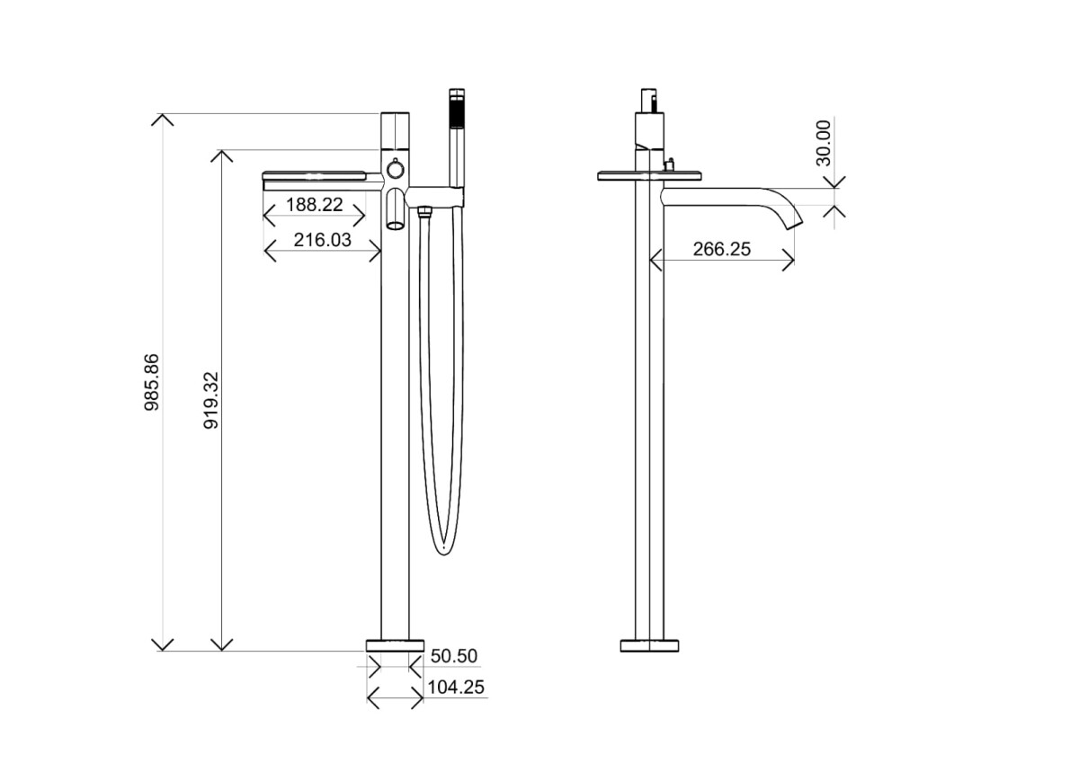 Смеситель для ванны напольный Boheme Stick ручка Spirale Copper Brushed 129-CB.4