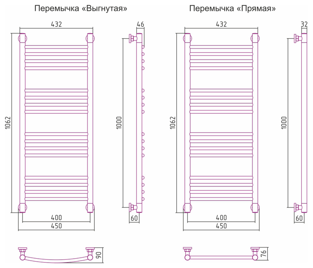 Сунержа Богема+ полотенцесушитель водяной 1000*400